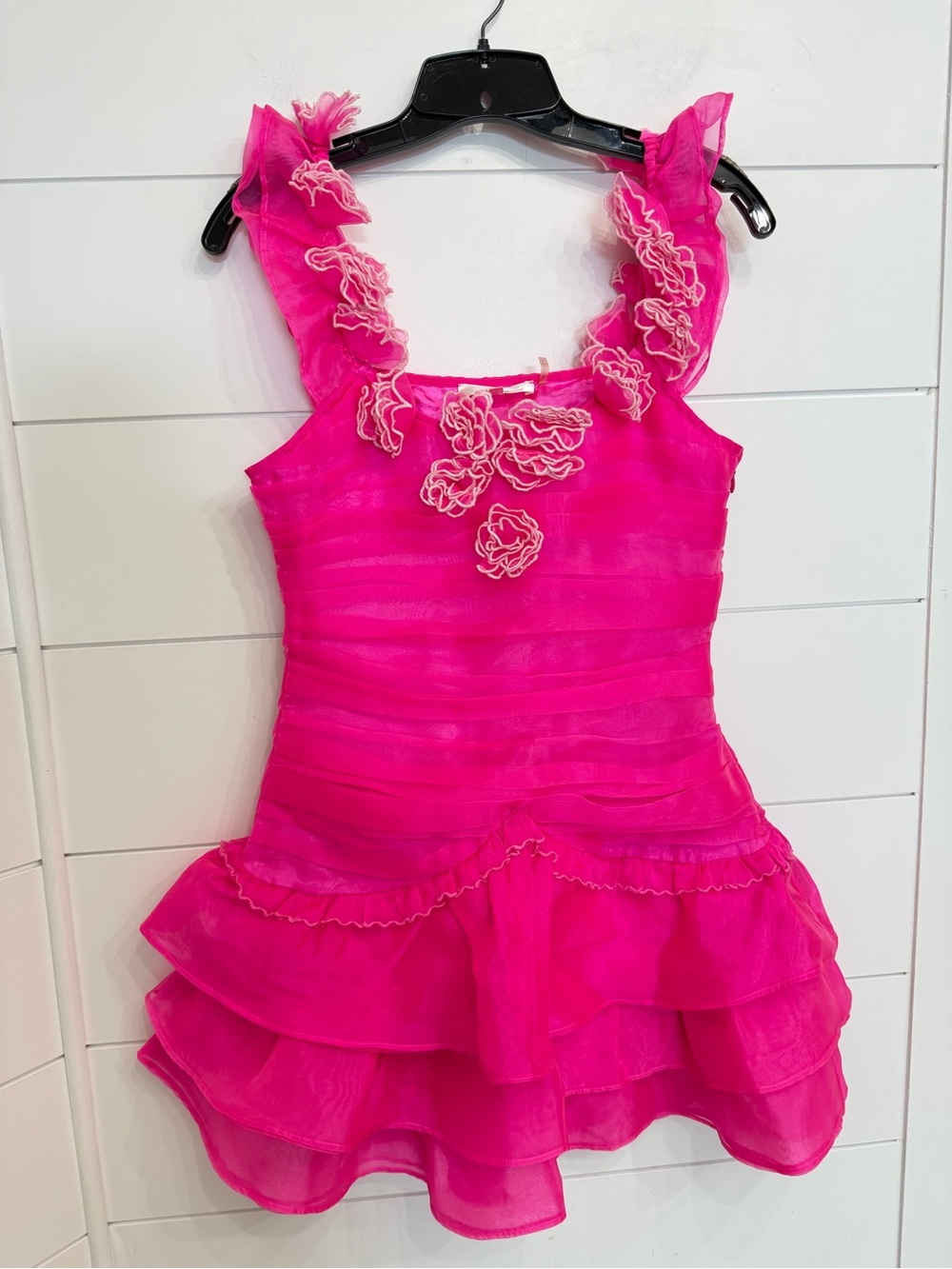 LoveShackFancy Hot Pink Ruffled Mini Dress - Picture 5 of 11